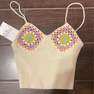 Zara Cream Crop Top with Elegant Design